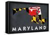 Maryland - State Outline Flag-Lantern Press-Framed Stretched Canvas