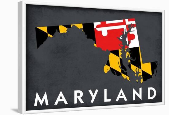 Maryland - State Outline Flag-Lantern Press-Framed Art Print