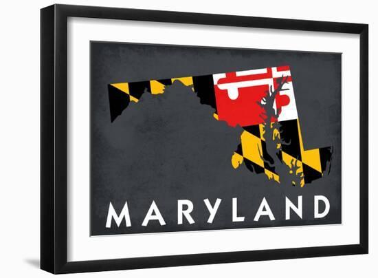 Maryland - State Outline Flag-Lantern Press-Framed Art Print