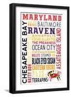 Maryland - Typography-Lantern Press-Framed Art Print