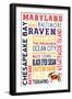 Maryland - Typography-Lantern Press-Framed Art Print