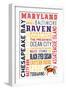 Maryland - Typography-Lantern Press-Framed Art Print