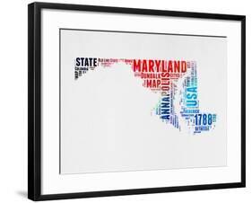 Maryland Watercolor Word Cloud-NaxArt-Framed Art Print