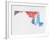 Maryland Watercolor Word Cloud-NaxArt-Framed Art Print