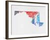 Maryland Watercolor Word Cloud-NaxArt-Framed Art Print