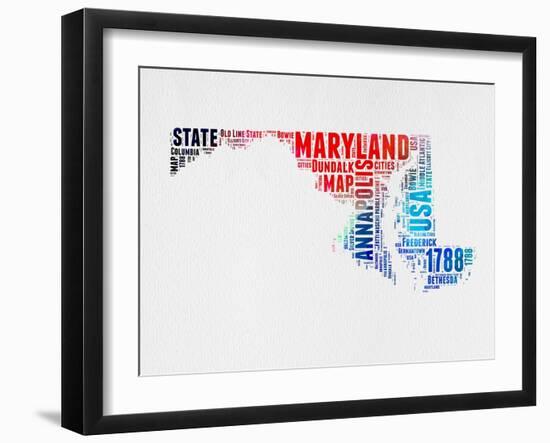 Maryland Watercolor Word Cloud-NaxArt-Framed Art Print