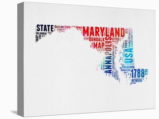 Maryland Watercolor Word Cloud-NaxArt-Stretched Canvas