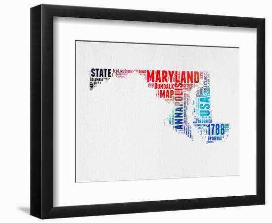 Maryland Watercolor Word Cloud-NaxArt-Framed Art Print