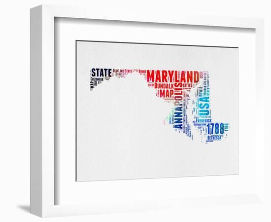 Maryland Watercolor Word Cloud-NaxArt-Framed Art Print