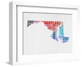 Maryland Watercolor Word Cloud-NaxArt-Framed Art Print