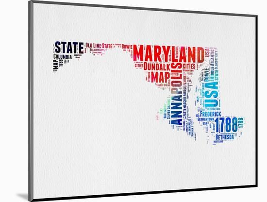 Maryland Watercolor Word Cloud-NaxArt-Mounted Art Print