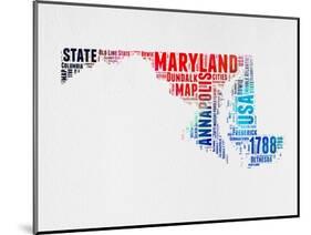 Maryland Watercolor Word Cloud-NaxArt-Mounted Art Print