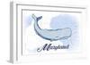 Maryland - Whale - Blue - Coastal Icon-Lantern Press-Framed Art Print