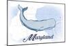 Maryland - Whale - Blue - Coastal Icon-Lantern Press-Mounted Art Print