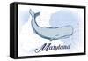 Maryland - Whale - Blue - Coastal Icon-Lantern Press-Framed Stretched Canvas