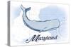 Maryland - Whale - Blue - Coastal Icon-Lantern Press-Stretched Canvas