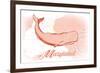 Maryland - Whale - Coral - Coastal Icon-Lantern Press-Framed Premium Giclee Print