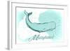 Maryland - Whale - Teal - Coastal Icon-Lantern Press-Framed Art Print