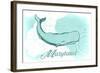 Maryland - Whale - Teal - Coastal Icon-Lantern Press-Framed Art Print