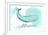 Maryland - Whale - Teal - Coastal Icon-Lantern Press-Framed Premium Giclee Print