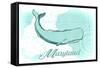 Maryland - Whale - Teal - Coastal Icon-Lantern Press-Framed Stretched Canvas