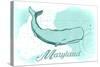 Maryland - Whale - Teal - Coastal Icon-Lantern Press-Stretched Canvas