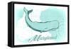 Maryland - Whale - Teal - Coastal Icon-Lantern Press-Framed Stretched Canvas