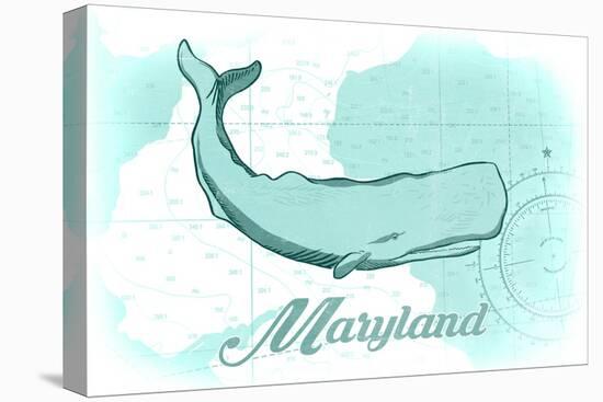 Maryland - Whale - Teal - Coastal Icon-Lantern Press-Stretched Canvas