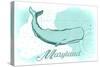 Maryland - Whale - Teal - Coastal Icon-Lantern Press-Stretched Canvas