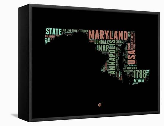 Maryland Word Cloud 1-NaxArt-Framed Stretched Canvas