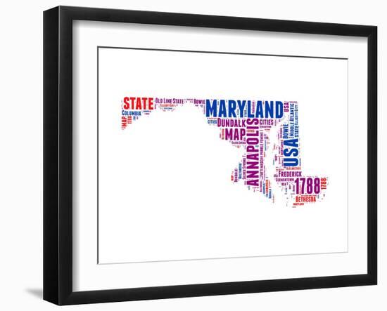 Maryland Word Cloud Map-NaxArt-Framed Art Print