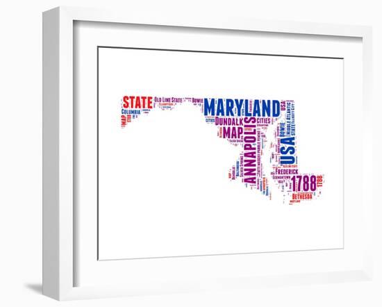 Maryland Word Cloud Map-NaxArt-Framed Art Print