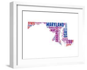 Maryland Word Cloud Map-NaxArt-Framed Art Print