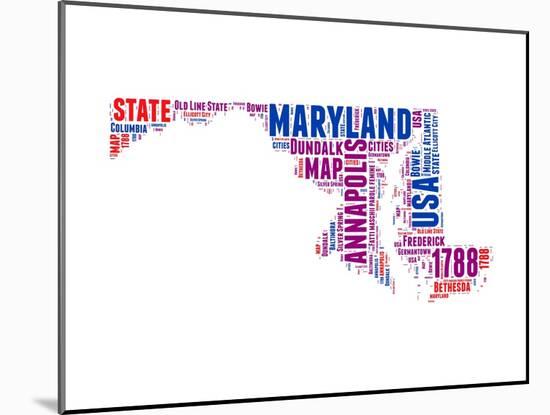 Maryland Word Cloud Map-NaxArt-Mounted Art Print