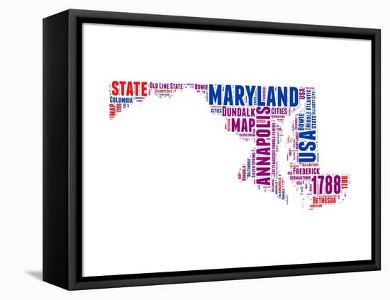 Maryland Word Cloud Map-NaxArt-Framed Stretched Canvas