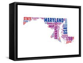 Maryland Word Cloud Map-NaxArt-Framed Stretched Canvas