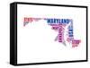 Maryland Word Cloud Map-NaxArt-Framed Stretched Canvas