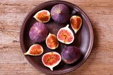 Fresh Figs in a Plate on Rustic Wooden Table-Marylooo-Photographic Print