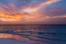 Gorgeous Sunset over Ocean, Panorama of Tropical Island, Maldives-Maryna Patzen-Stretched Canvas