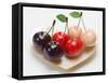 Marzipan Cherries in Heart-Shaped Mother-Of-Pearl Dish-Eising Studio - Food Photo and Video-Framed Stretched Canvas