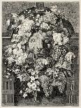 Antique Illustration Of A Mascaron Framed By Flowers: Architectural Decorative Element-marzolino-Art Print