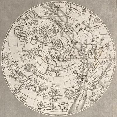 Antique Illustration Of Celestial Planisphere (Northern Antique Illustration Of Celestial Planisphere (Northern