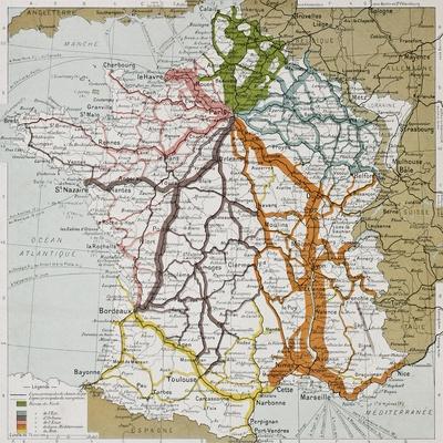 French Railways Old Map (End Of 19Th Century)