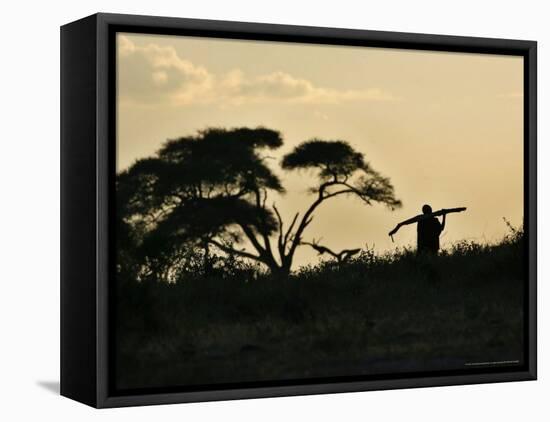 Masai Man, Amboseli Wildlife Reserve, Kenya-Vadim Ghirda-Framed Stretched Canvas