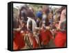 Masai Tribe, Masai Mara National Park, Kenya-Peter Adams-Framed Stretched Canvas