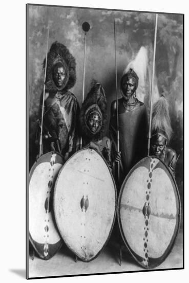 Masai Warriors in War Dress in Kenya Photograph - Kenya-Lantern Press-Mounted Art Print