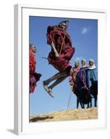 Masai Warriors Perform Jumping Dance, Masai Mara National Park, Kenya, East Africa, Africa-D H Webster-Framed Photographic Print