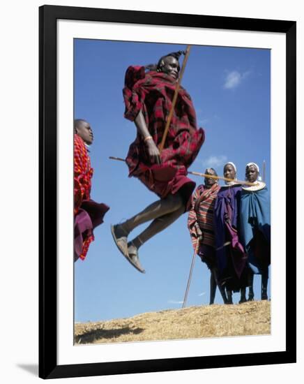 Masai Warriors Perform Jumping Dance, Masai Mara National Park, Kenya, East Africa, Africa-D H Webster-Framed Photographic Print