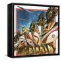 Masai Warriors-Andrew Howat-Framed Stretched Canvas