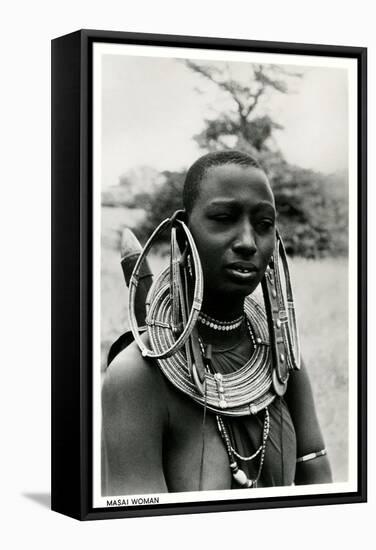 Masai Woman with Ear Hoops-null-Framed Stretched Canvas